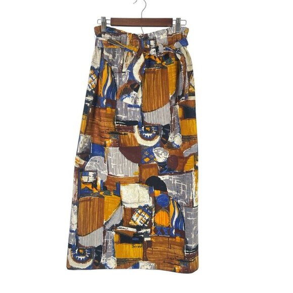 Vtg ALICE Polynesian Colorful Island Skirt Hawaii 28-30” Waist Belted Maxi Long - Picture 1 of 11